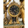 ANTICO OROLOGIO TAVOLO PENDOLO BRONZATO Parigina SCULTURA Napoleone III marmo