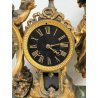 ANTICO OROLOGIO TAVOLO PENDOLO BRONZATO Parigina SCULTURA Napoleone III marmo