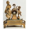 ANTICO OROLOGIO TAVOLO PENDOLO BRONZATO Parigina SCULTURA Napoleone III marmo