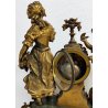 ANTICO OROLOGIO TAVOLO PENDOLO BRONZATO Parigina SCULTURA Napoleone III marmo
