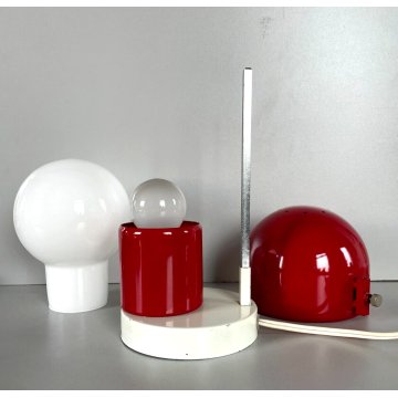 LAMPADA TAVOLO VINTAGE TABLE LAMP ABATJOUR Stilnovo ROSSO ø 11x25 cm/h ANNI '70