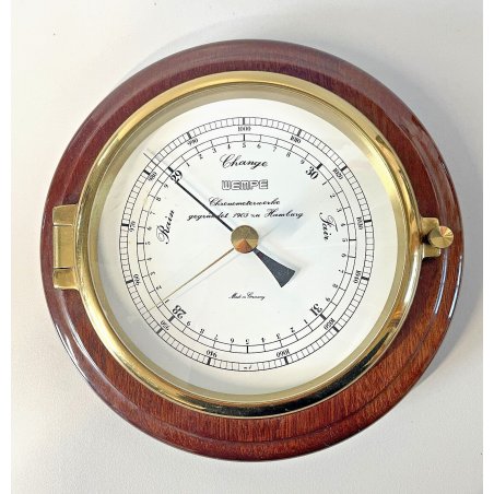 RARO BAROMETRO NAUTICO VINTAGE Chronometerwerke WEMPE Hamburg OTTONE LEGNO '900