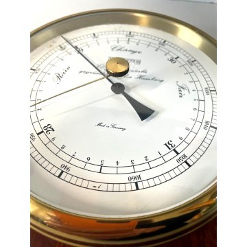 RARO BAROMETRO NAUTICO VINTAGE Chronometerwerke WEMPE Hamburg OTTONE LEGNO '900