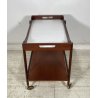 CARRELLO BAR ROTELLE DESIGN ANNI 60 LEGNO VASSOIO TROLLEY BAR VINTAGE 2 RIPIANI