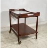 CARRELLO BAR ROTELLE DESIGN ANNI 60 LEGNO VASSOIO TROLLEY BAR VINTAGE 2 RIPIANI