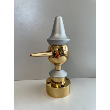 PORTA PENNE DESIGN PINOCCHIO STILIZZATO OTTONE ACCIAIO SATINATO PEN HOLDER