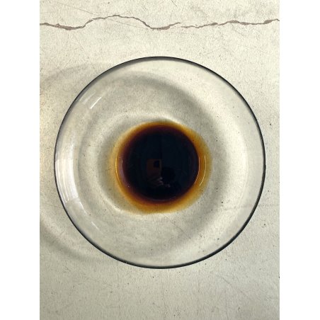 PIATTO VETRO TONDO ø41 cm DESIGN BRUTALISTA TRASPARENTE AMBRA TEXTURED GLASS '70