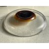 PIATTO VETRO TONDO ø41 cm DESIGN BRUTALISTA TRASPARENTE AMBRA TEXTURED GLASS '70