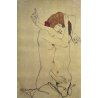 STAMPA LITOGRAFIA Egon Schiele "Girlfriends" EMBRACE EROTIC ART ESPRESSIONISMO