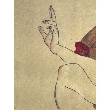STAMPA LITOGRAFIA Egon Schiele "Girlfriends" EMBRACE EROTIC ART ESPRESSIONISMO