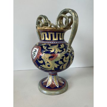 ANTICO VASO BIANSATO A. Rubboli Gualdo Tadino MAIOLICA LUSTRO RAFFAELLESCHE 27cm