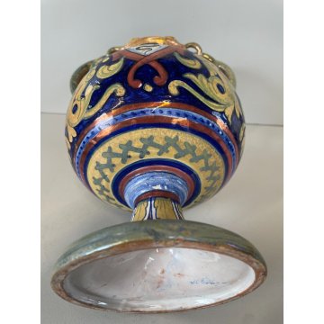 ANTICO VASO BIANSATO A. Rubboli Gualdo Tadino MAIOLICA LUSTRO RAFFAELLESCHE 27cm