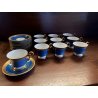 SERVIZIO TE VINTAGE 10 pers 22 pz. PORCELLANA Sevres DECORO BLUE GOLD MIDCENTURY