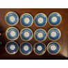 SERVIZIO TE VINTAGE 10 pers 22 pz. PORCELLANA Sevres DECORO BLUE GOLD MIDCENTURY