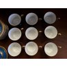 SERVIZIO TE VINTAGE 10 pers 22 pz. PORCELLANA Sevres DECORO BLUE GOLD MIDCENTURY