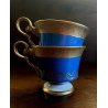 SERVIZIO TE VINTAGE 10 pers 22 pz. PORCELLANA Sevres DECORO BLUE GOLD MIDCENTURY