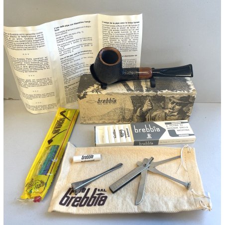 PIPA BREBBIA CON SCATOLA BROCURE E ACCESSORI LEGNO SERIE 187 ITALY