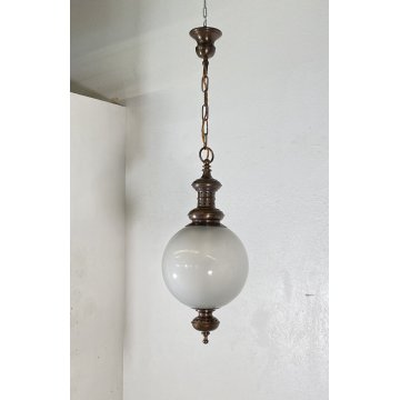 LAMPADARIO ANNI 50 VINTAGE ATTR. LUIGI CACCIA DOMINIONI VETRO RAME CEILING LAMP