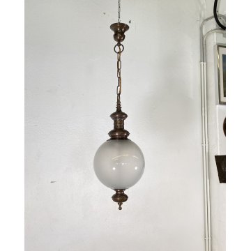 LAMPADARIO ANNI 50 VINTAGE ATTR. LUIGI CACCIA DOMINIONI VETRO RAME CEILING LAMP