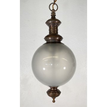 LAMPADARIO ANNI 50 VINTAGE ATTR. LUIGI CACCIA DOMINIONI VETRO RAME CEILING LAMP