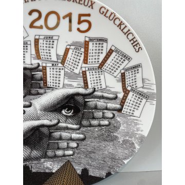 PIATTO FORNASETTI CALENDARIO ANNO 2015 n° 170/700 ø 24 cm CERAMICA italy epoca