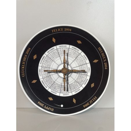 PIATTO FORNASETTI CALENDARIO ANNO 2004 n° 18/750 ø 24 cm CERAMICA italy epoca