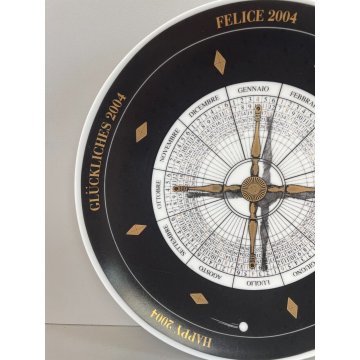 PIATTO FORNASETTI CALENDARIO ANNO 2004 n° 18/750 ø 24 cm CERAMICA italy epoca