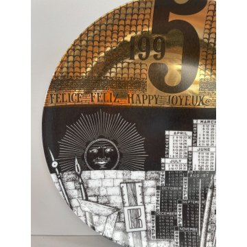 PIATTO FORNASETTI CALENDARIO ANNO 1995 n° 233/750 ø 24 cm CERAMICA italy epoca