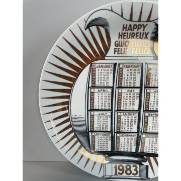 PIATTO FORNASETTI CALENDARIO ANNO 1983 n° 16 ø 24 cm CERAMICA italy epoca