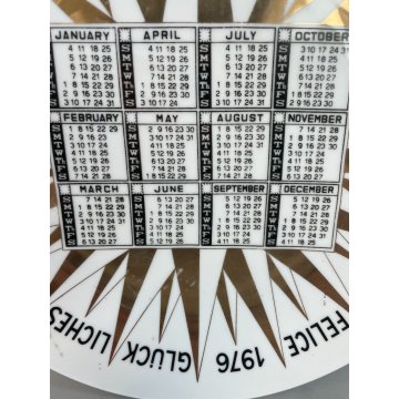 PIATTO FORNASETTI CALENDARIO ANNO 1976 n° 9 ø 24 cm CERAMICA italy epoca