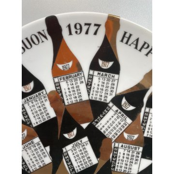 RARO PIATTO FORNASETTI CALENDARIO ANNO 1977 n° 10 ø 24 cm CERAMICA italy epoca