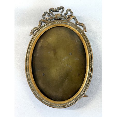 ANTICA PICCOLA CORNICE ovale MINIATURA PORTAFOTO portaritratto OTTONE liberty