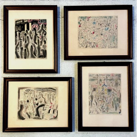 LOTTO 4 INCISIONE SU CARTA Chas Laborde LITOGRAFIA ACQUATINTA RUE et VISAGES '30