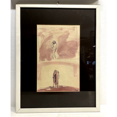 COMPOSIZIONE SCHIZZO DISEGNO CHINA Edmondo Poletti FIGURE ABBRACCIO '900