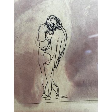 COMPOSIZIONE SCHIZZO DISEGNO CHINA Edmondo Poletti FIGURE ABBRACCIO '900