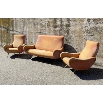 DESIGN SET DIVANO POLTRONE "LADY" ATTR. Marco Zanuso ANNI 50 SOFA SALOTTO EPOCA