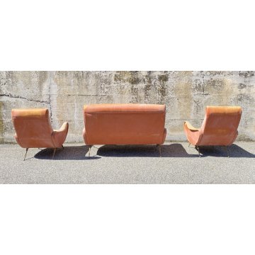 DESIGN SET DIVANO POLTRONE "LADY" ATTR. Marco Zanuso ANNI 50 SOFA SALOTTO EPOCA