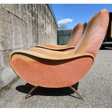 DESIGN SET DIVANO POLTRONE "LADY" ATTR. Marco Zanuso ANNI 50 SOFA SALOTTO EPOCA