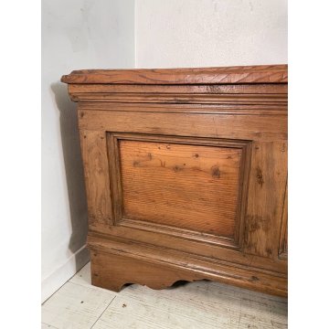 ANTICA GRANDE CASSAPANCA legno LARICE 186 cm epoca 1800 OLD WOOD CHEST FORMELLA