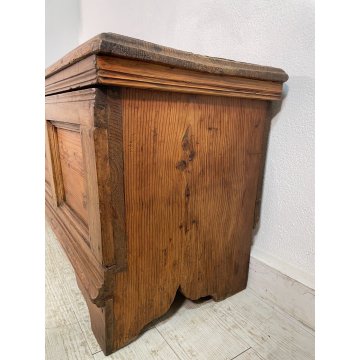 ANTICA GRANDE CASSAPANCA legno LARICE 186 cm epoca 1800 OLD WOOD CHEST FORMELLA