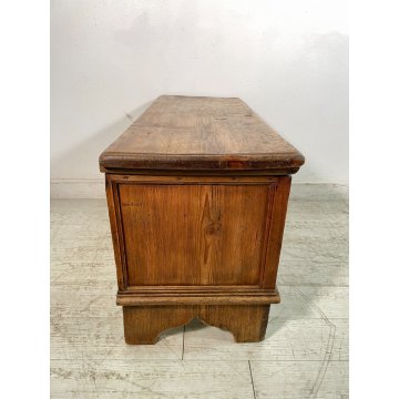 ANTICA PICCOLA CASSAPANCA legno NOCE 109 cm epoca 1800 OLD WOOD CHEST FORMELLA