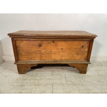 ANTICA PICCOLA CASSAPANCA legno NOCE 109 cm epoca 1800 OLD WOOD CHEST FORMELLA