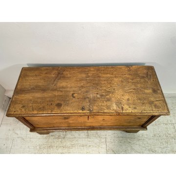 ANTICA PICCOLA CASSAPANCA legno NOCE 109 cm epoca 1800 OLD WOOD CHEST FORMELLA