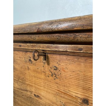 ANTICA PICCOLA CASSAPANCA legno NOCE 109 cm epoca 1800 OLD WOOD CHEST FORMELLA