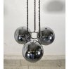 LAMPADARIO SOSPENSIONE DESIGN Goffredo Reggiani ANNI 60 METALLO CROMATO 3 LUCI