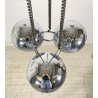 LAMPADARIO SOSPENSIONE DESIGN Goffredo Reggiani ANNI 60 METALLO CROMATO 3 LUCI