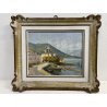 COPPIA QUADRO DIPINTO OLIO FIRMA Carlo PAESAGGIO Lacustre Lugano e LAGO MAGGIORE