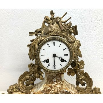 ANTICO OROLOGIO TAVOLO ANTIMONIO DORATO PUTTI PARIGINA LIBERTY 900 PENDOLO EPOCA