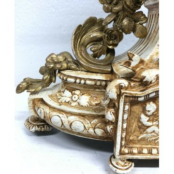ANTICO OROLOGIO TAVOLO ANTIMONIO DORATO PUTTI PARIGINA LIBERTY 900 PENDOLO EPOCA
