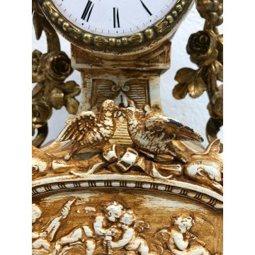 ANTICO OROLOGIO TAVOLO ANTIMONIO DORATO PUTTI PARIGINA LIBERTY 900 PENDOLO EPOCA